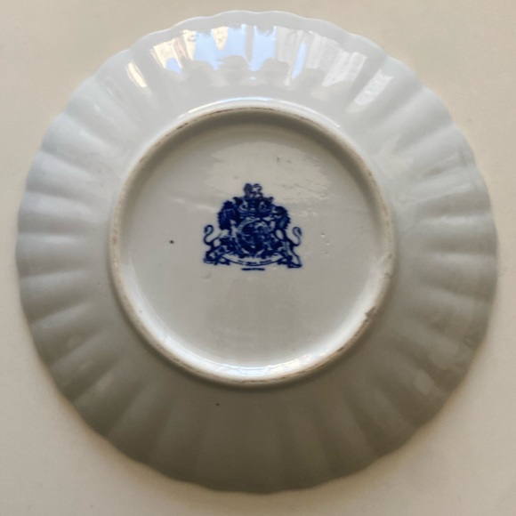 Vintage Ironstone Flow Blue Decorative Serving Platter 12" Scalloped Edge - Picture 4 of 6